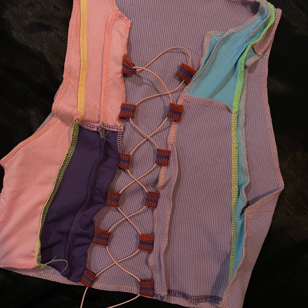Women’s Lavender Colorblock Lace-Up Tank Top